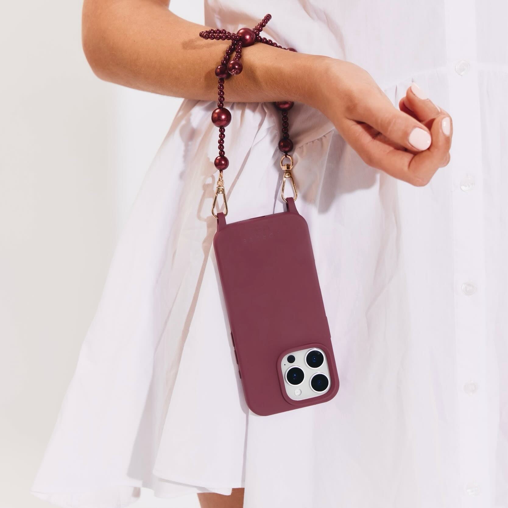 Burgundy Bow Phone Wristlet Set