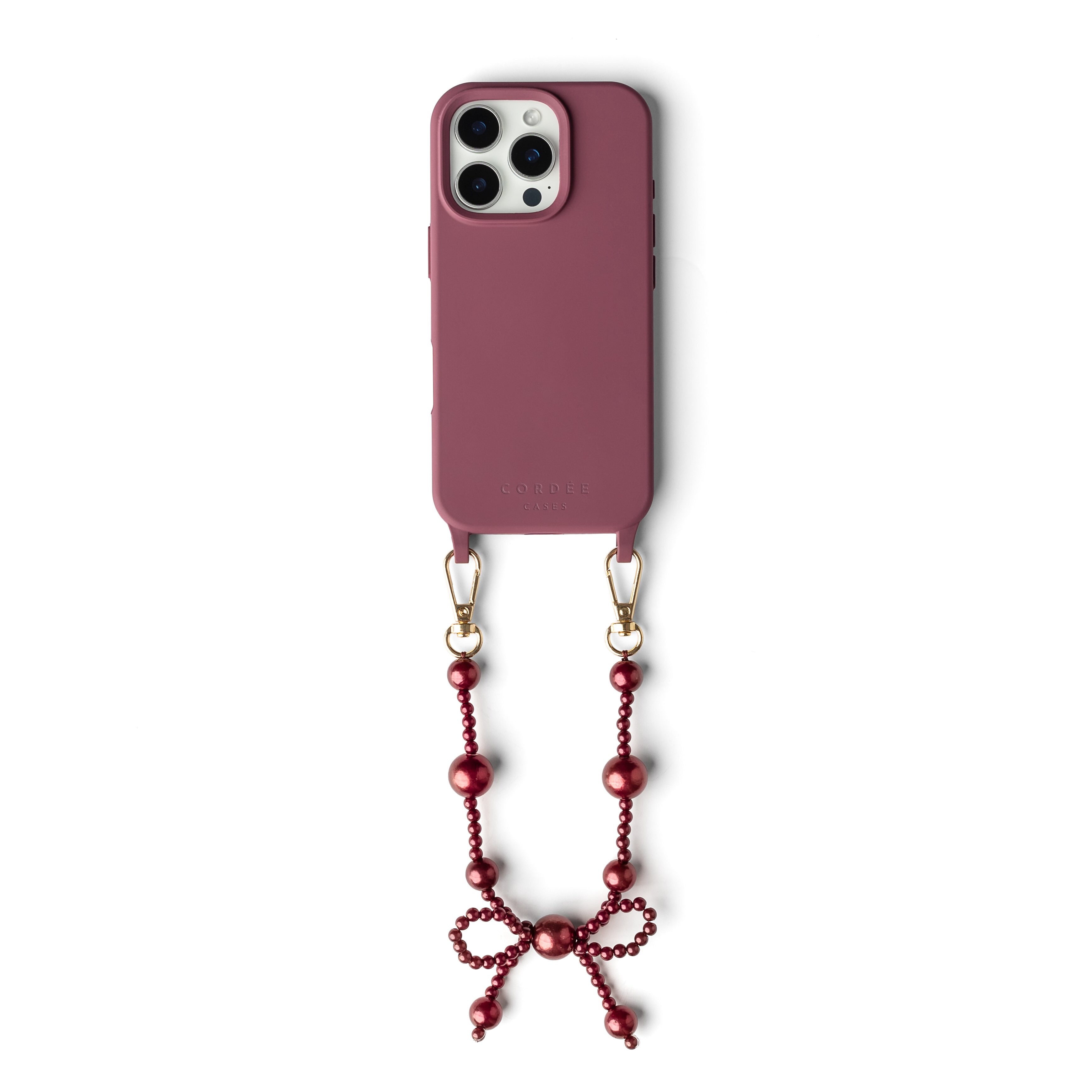 Burgundy Bow Phone Wristlet Set