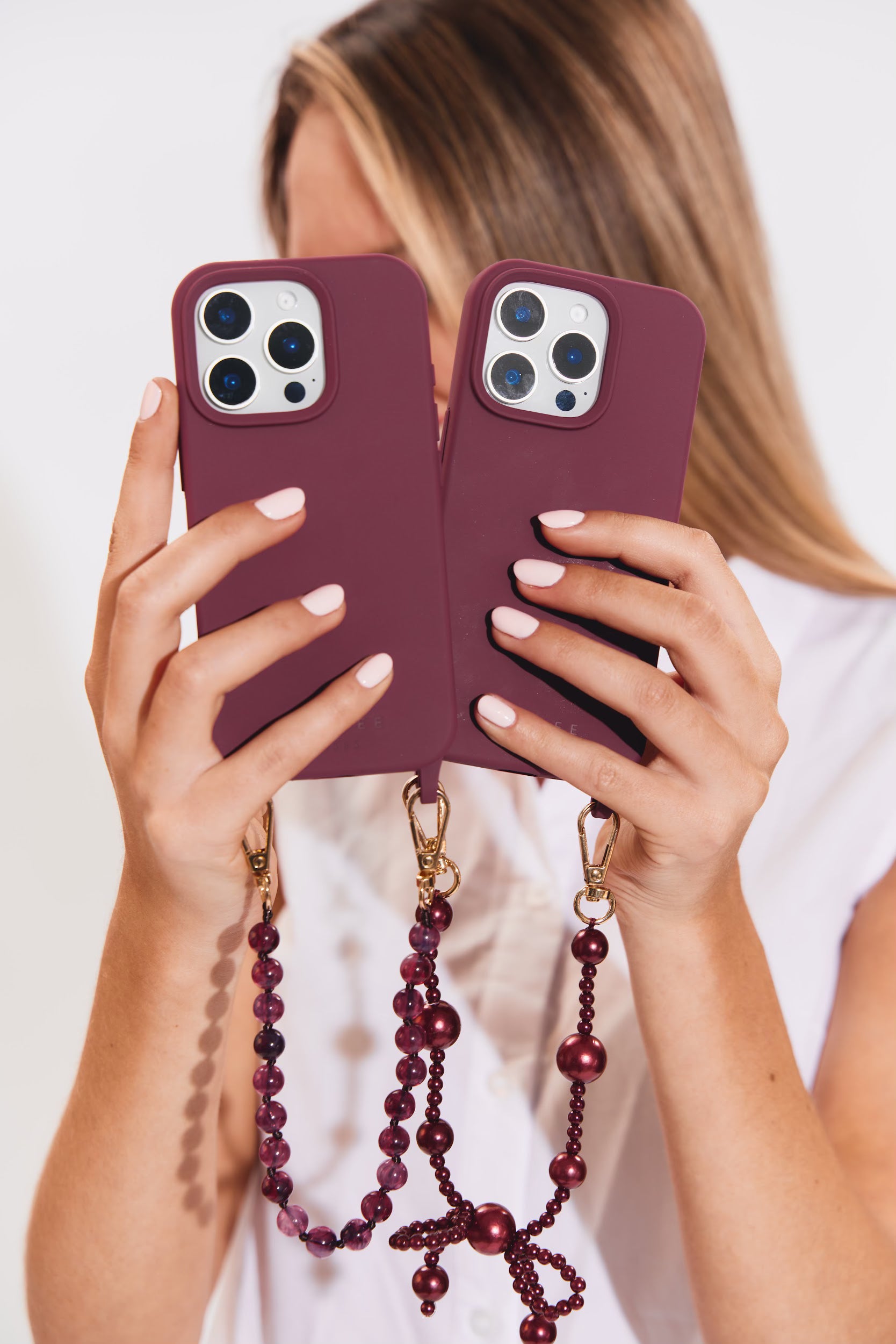 Burgundy Bow Phone Wristlet Set